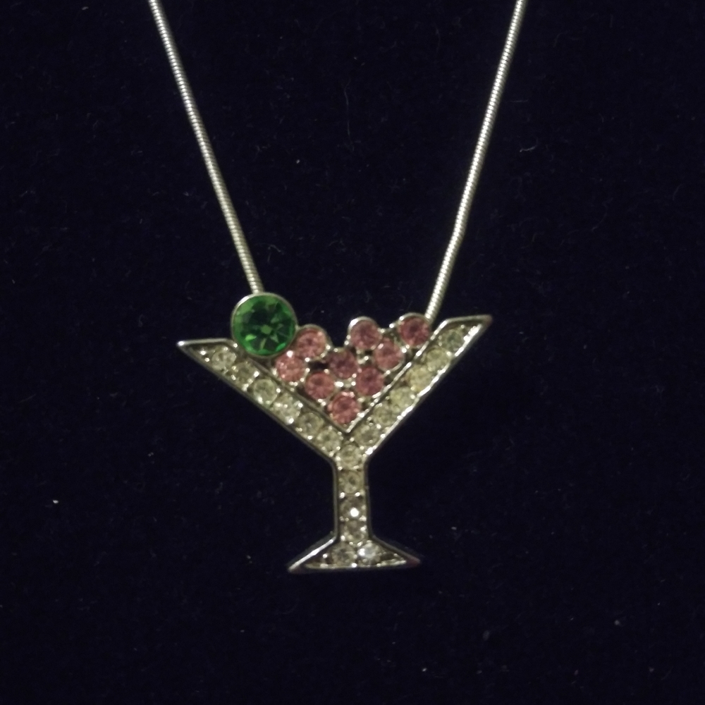 Martini rhinestone necklace